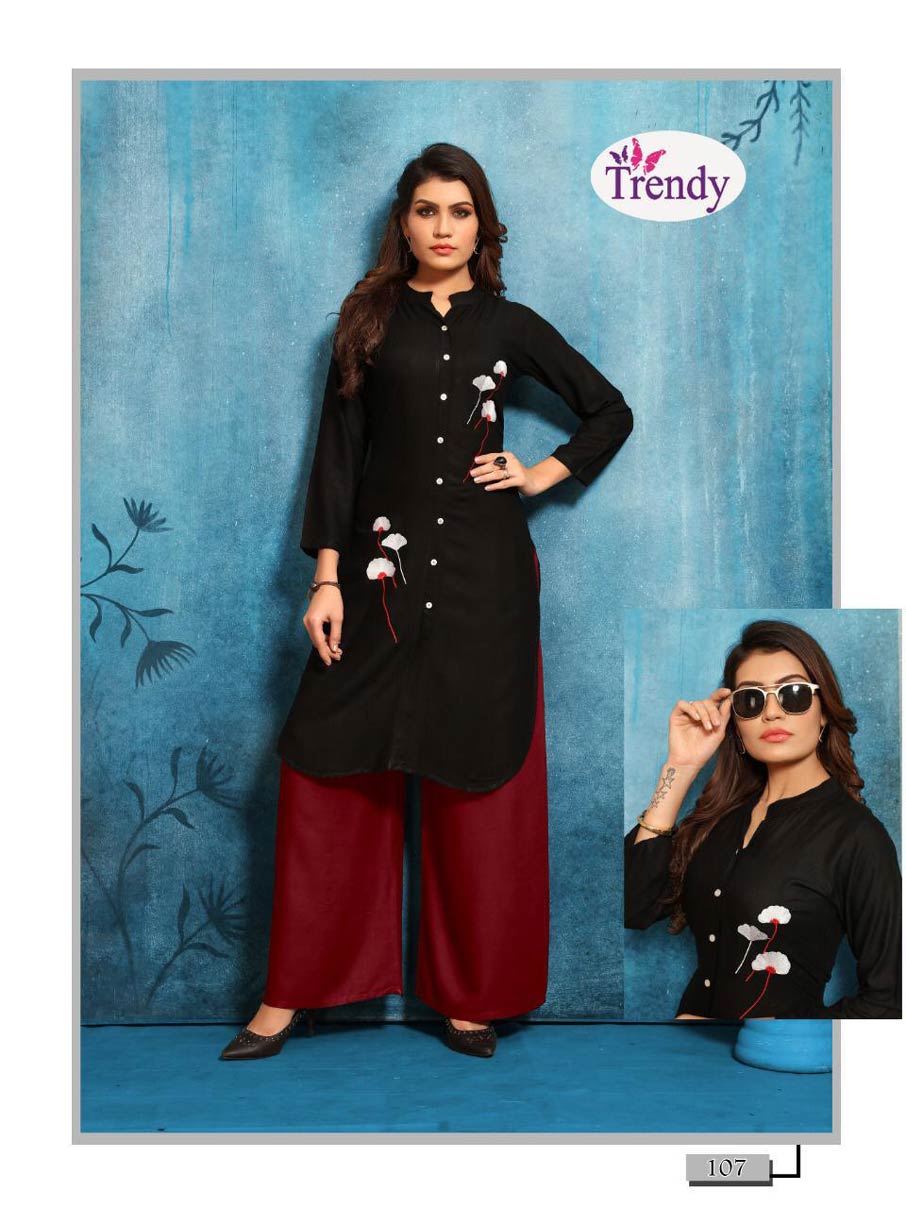 Queen Vol-1 Trendy Design Rayon Palazzo Slit Kurti Queen Vol-1 Trendy Design Rayon Palazzo Slit Kurti